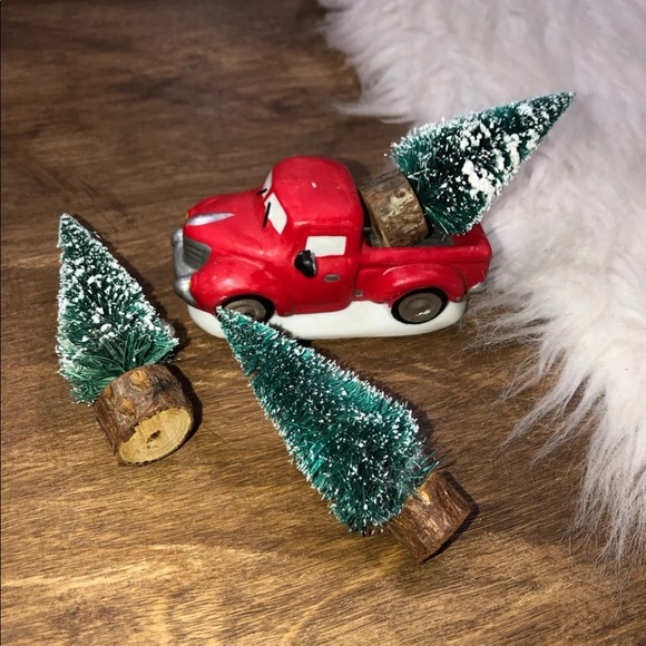 Other - Small red Christmas pick up truck & trees